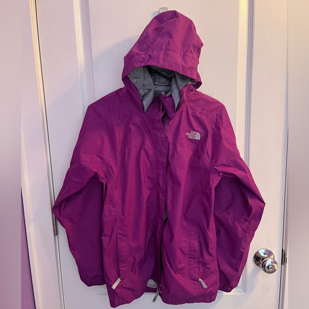 Kids XL (juniors small) magenta north face rain jacket.